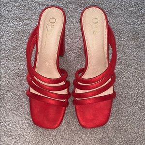 Red Block Heels